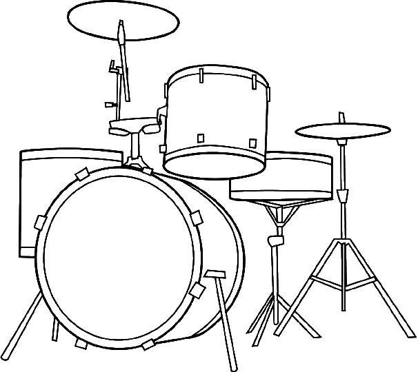 Название: Раскраска Установка барабанов. Категория: Музыкальный инструмент. Теги: Музыка, инструмент, музыкант, ноты.