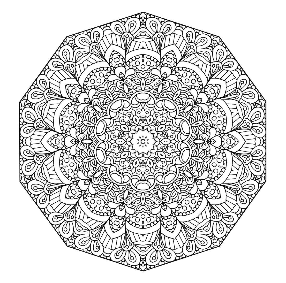Coloring Patterned polygon. Category patterns. Tags:  Patterns, geometric.