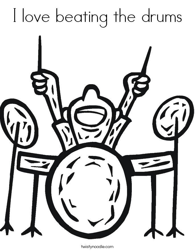 Coloring I love to play on the drum. Category Drum . Tags:  musical instruments, drums, musician.