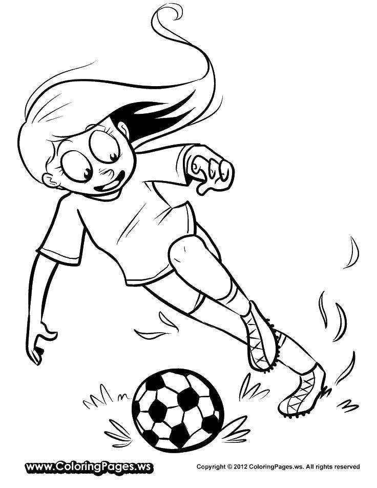 Название: Раскраска Женский футбол. Категория: Футбол. Теги: Спорт, футбол, мяч, игра.