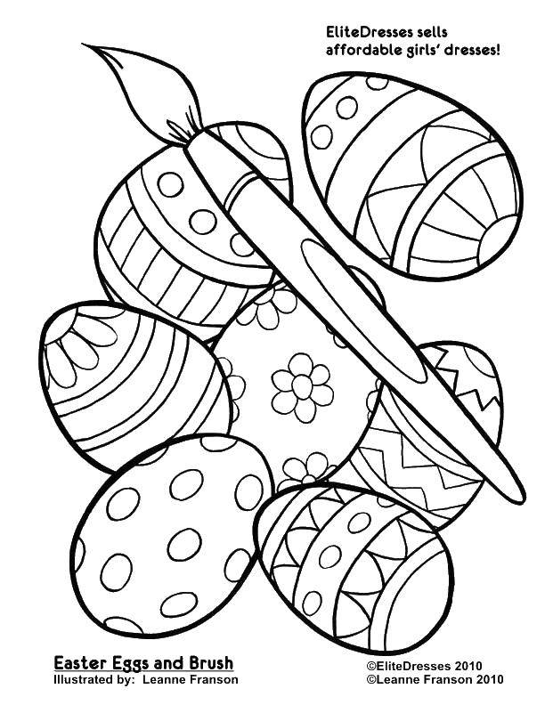 Розмальовки  Пензлик і великодні яйця. Завантажити розмальовку Паска, яйця.  Роздрукувати ,великодні яйця,