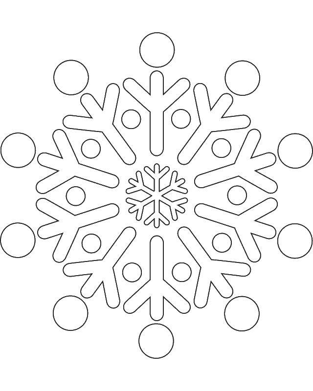 Розмальовки  Візерунки на сніжинці. Завантажити розмальовку Сніжинки, сніг, зима.  Роздрукувати ,Трафарети для вирізання,