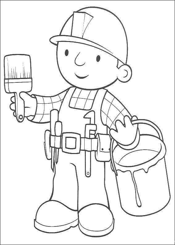 Coloring Bob paint. Category Bob the Builder. Tags:  Builder, tools, building.