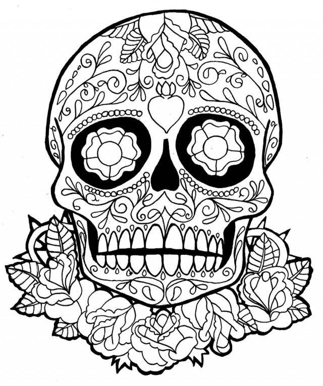 Coloring Skull in flowers. Category Skull. Tags:  Skull, patterns.
