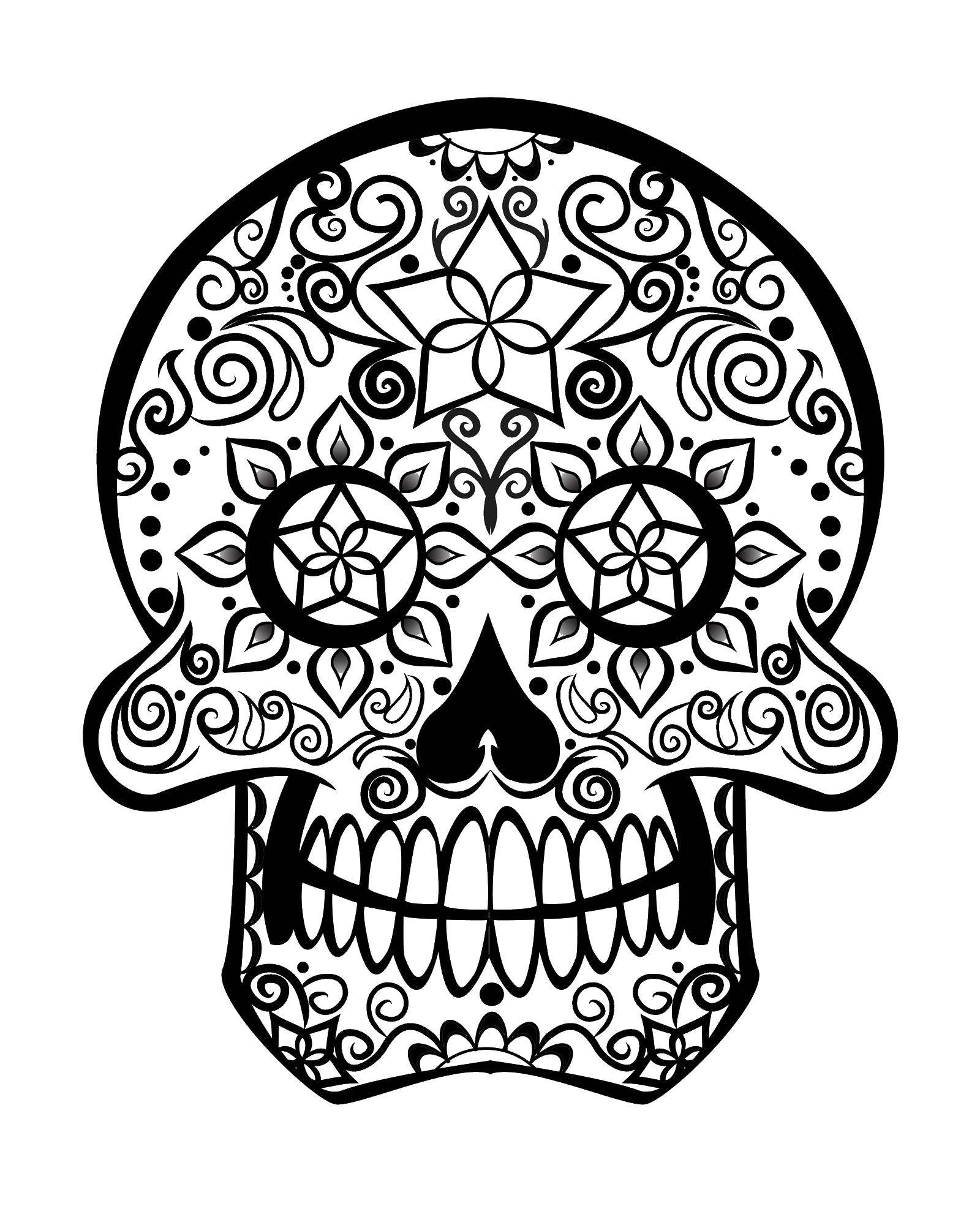 Coloring The crock in the patterns. Category Skull. Tags:  Skull, patterns, flower.