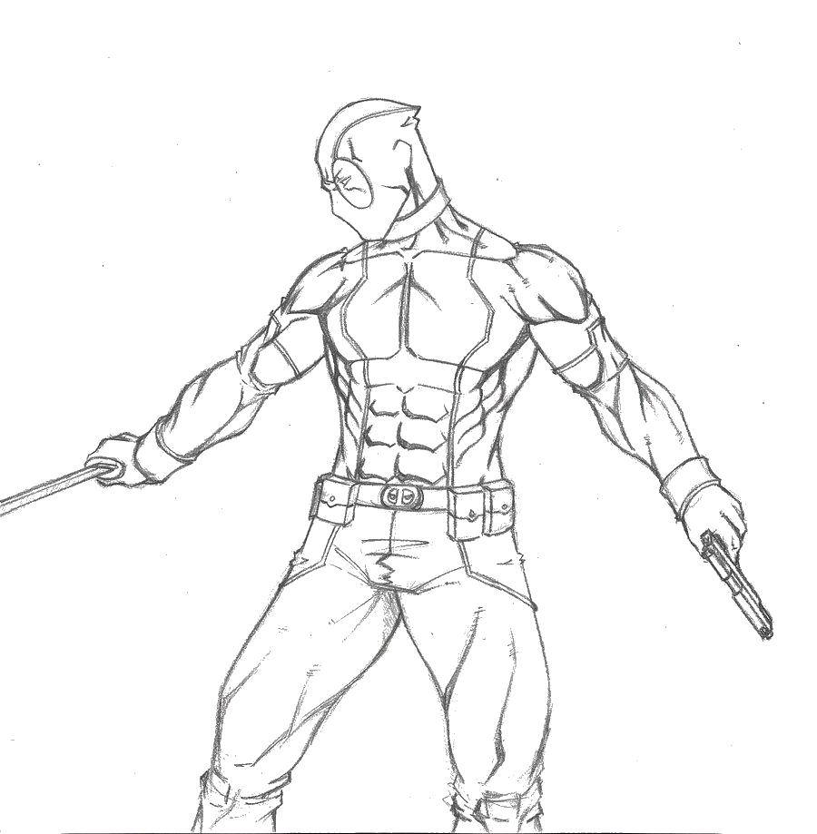 Coloring Deadpool with guns. Category deadpool. Tags:  Comics.