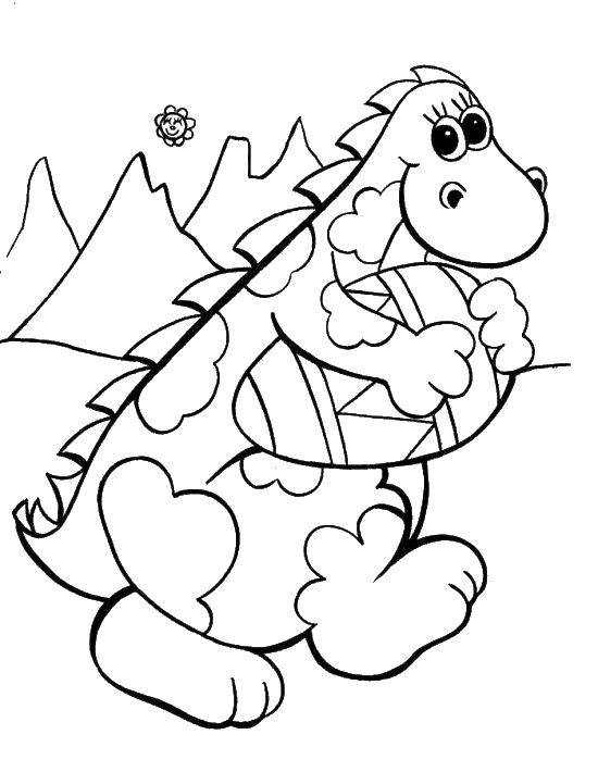 Coloring Dinosaur with Easter egg. Category Easter. Tags:  Easter, eggs, patterns.