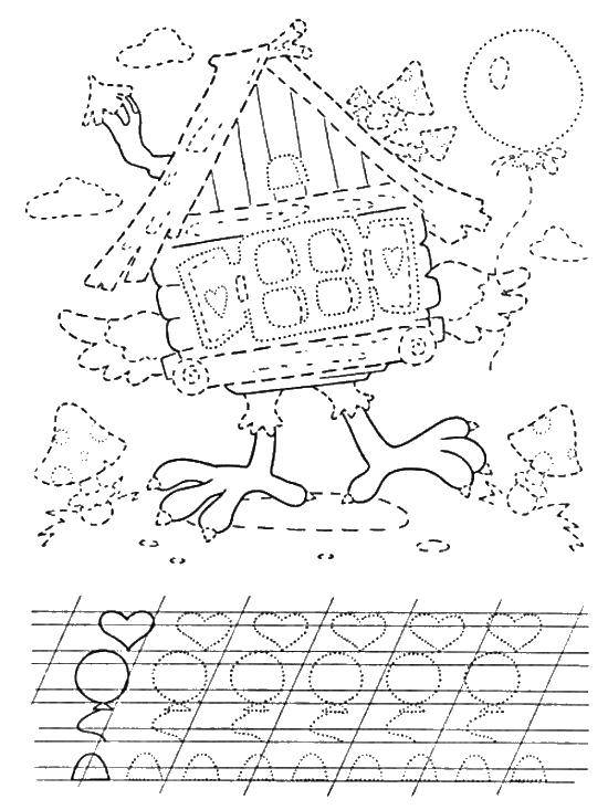 Coloring Hut on chicken legs. Category tracing. Tags:  the font, the coloring, the hut on chicken legs.