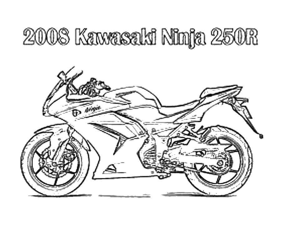 Название: Раскраска Кавасаки ниндзя. Категория: транспорт. Теги: Транспорт, мотоцикл.