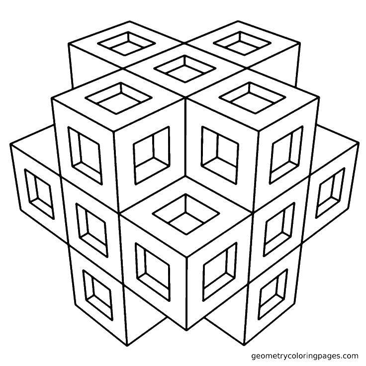 Название: Раскраска Кубический узор. Категория: С геометрическими фигурами. Теги: Узоры, геометрические.