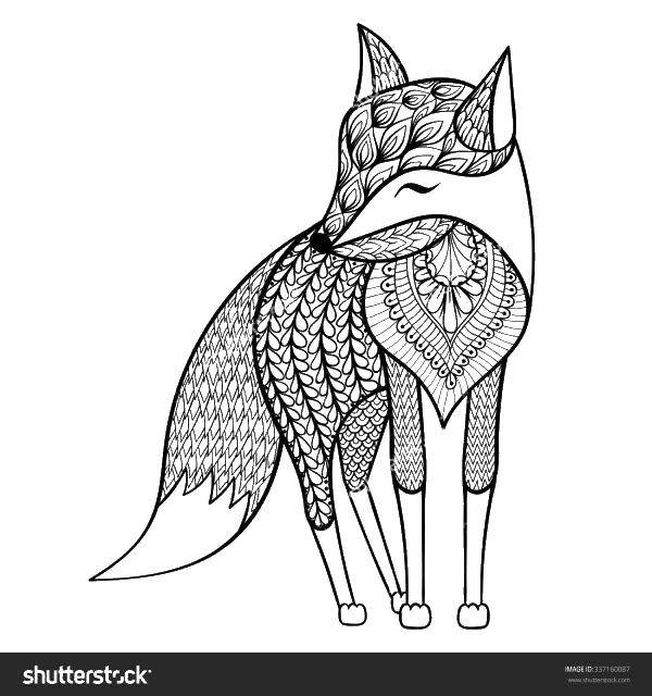 Coloring Fox with patterns. Category Fox. Tags:  Patterns, animals.