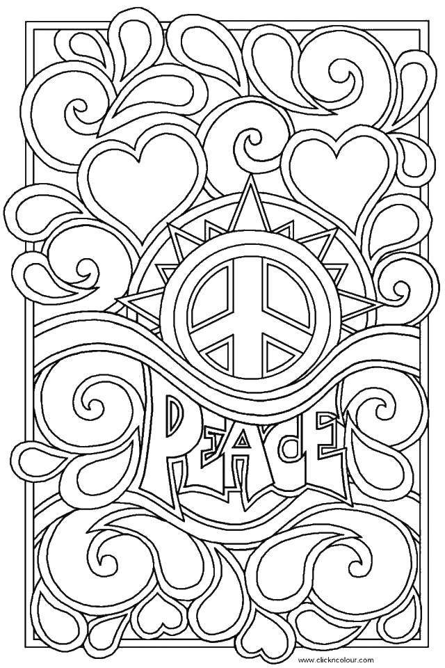 Coloring Peace, hippie. Category coloring antistress. Tags:  Bathroom with shower.
