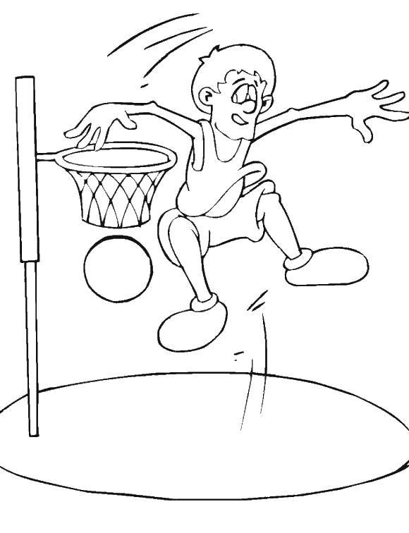 Название: Раскраска Мяч прямиком в корзину. Категория: баскетбол. Теги: Спорт, баскетбол, мяч, игра.