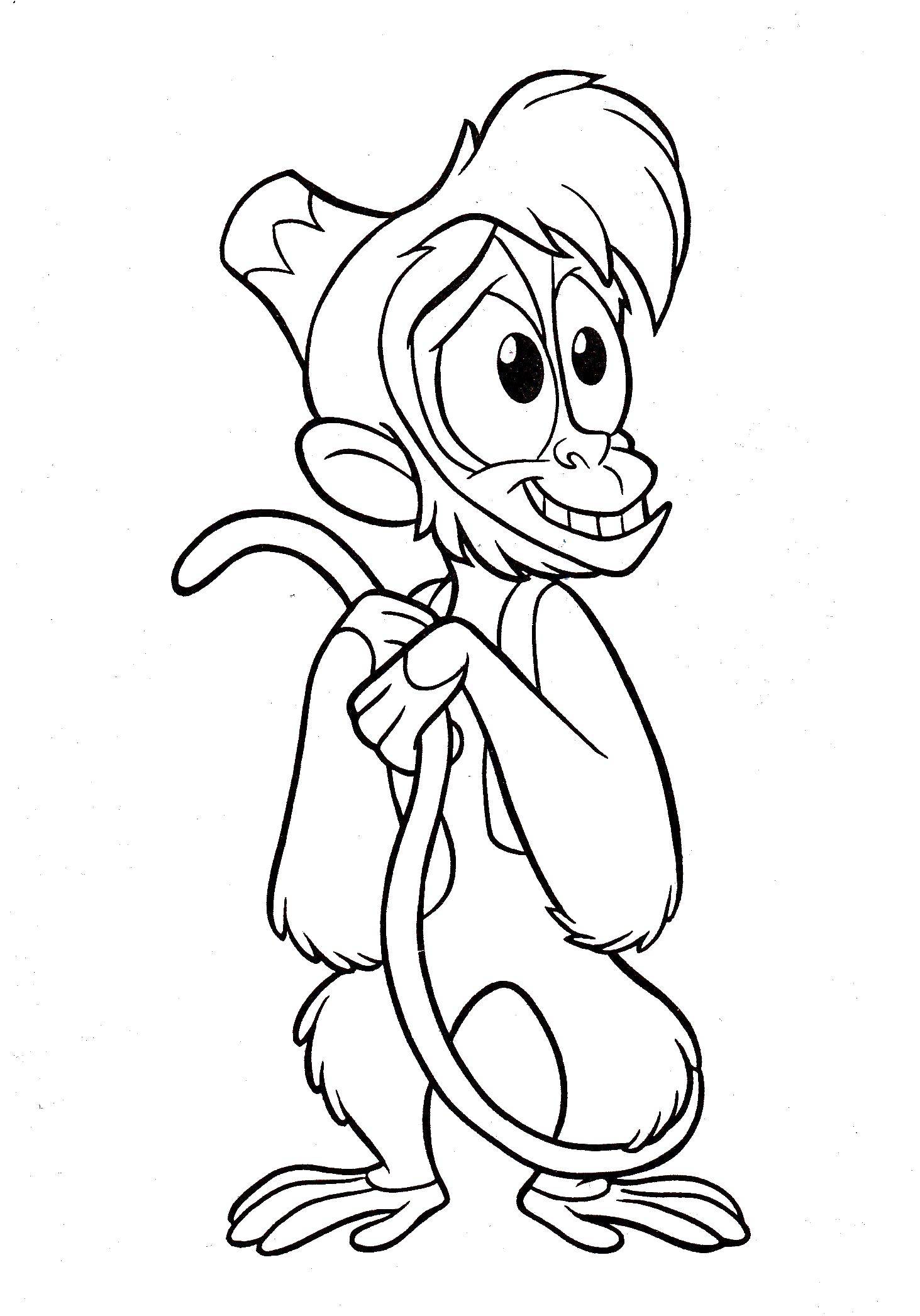 Coloring Monkey, Abu. Category Disney cartoons. Tags:  Disney, Aladdin, Jasmine, Abu.