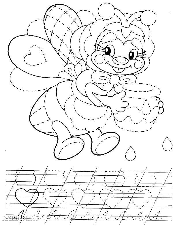 Coloring Bee. Category tracing. Tags:  the recipe, bee, letter l.