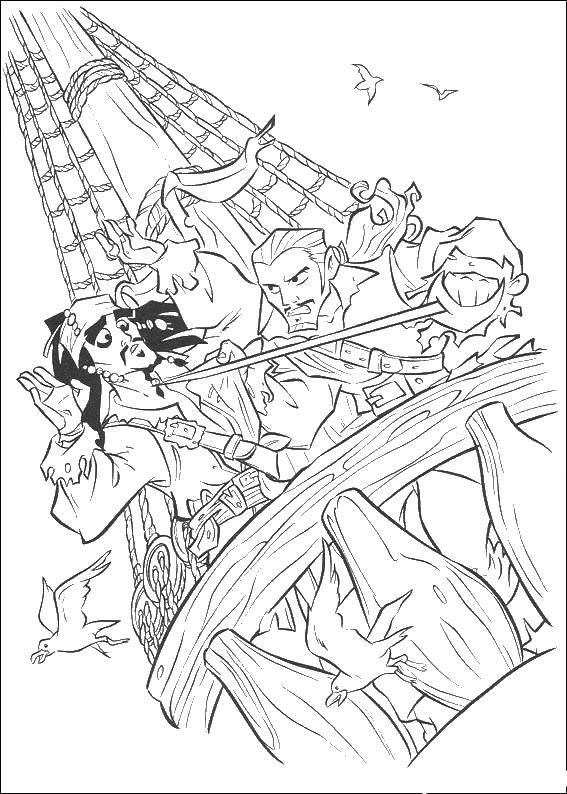 Coloring The pirates on the ship. Category The pirates. Tags:  pirates, ships.