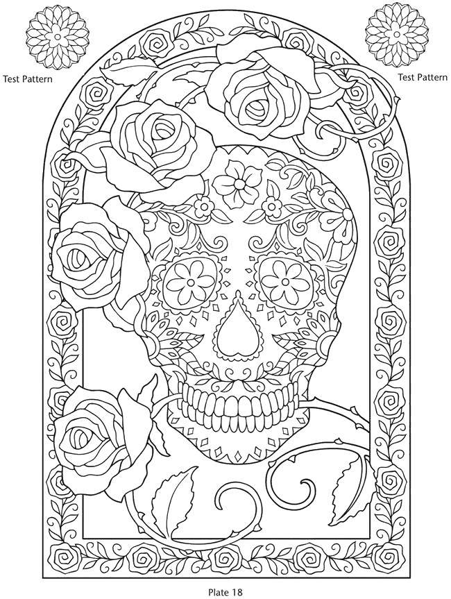 Coloring Drawing of a skull with patterns. Category With patterns. Tags:  Skull, patterns.