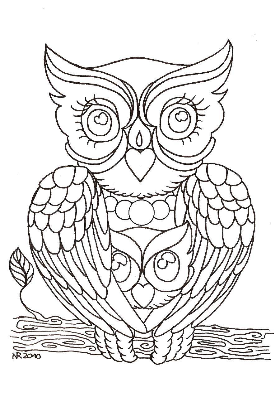 Coloring Owl on a tree branch. Category birds. Tags:  Birds, owl.