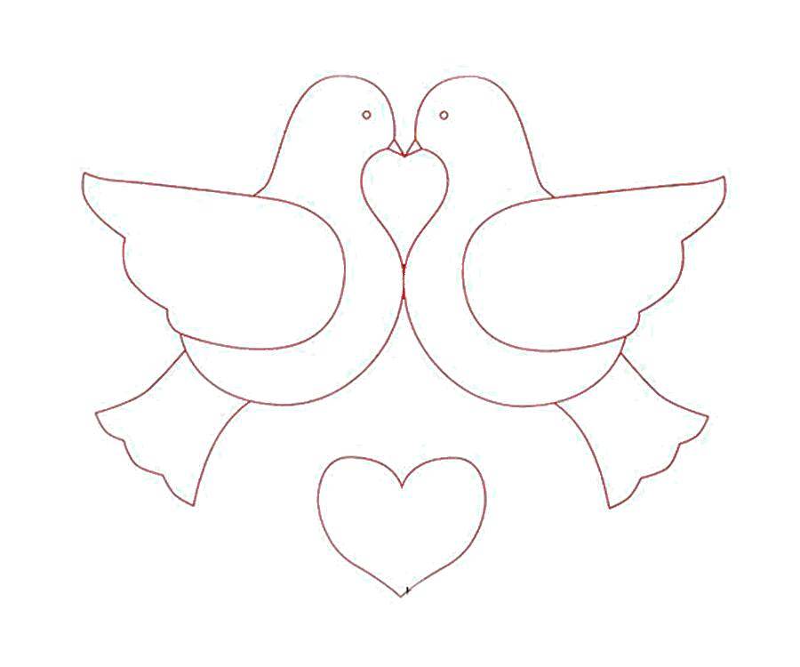 Coloring Kissing doves. Category the dove of peace . Tags:  poultry, doves, love.