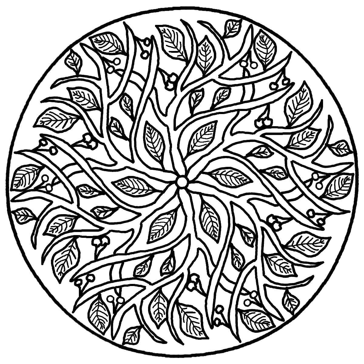 Coloring Floral pattern in a circle. Category patterns. Tags:  Patterns, flower.