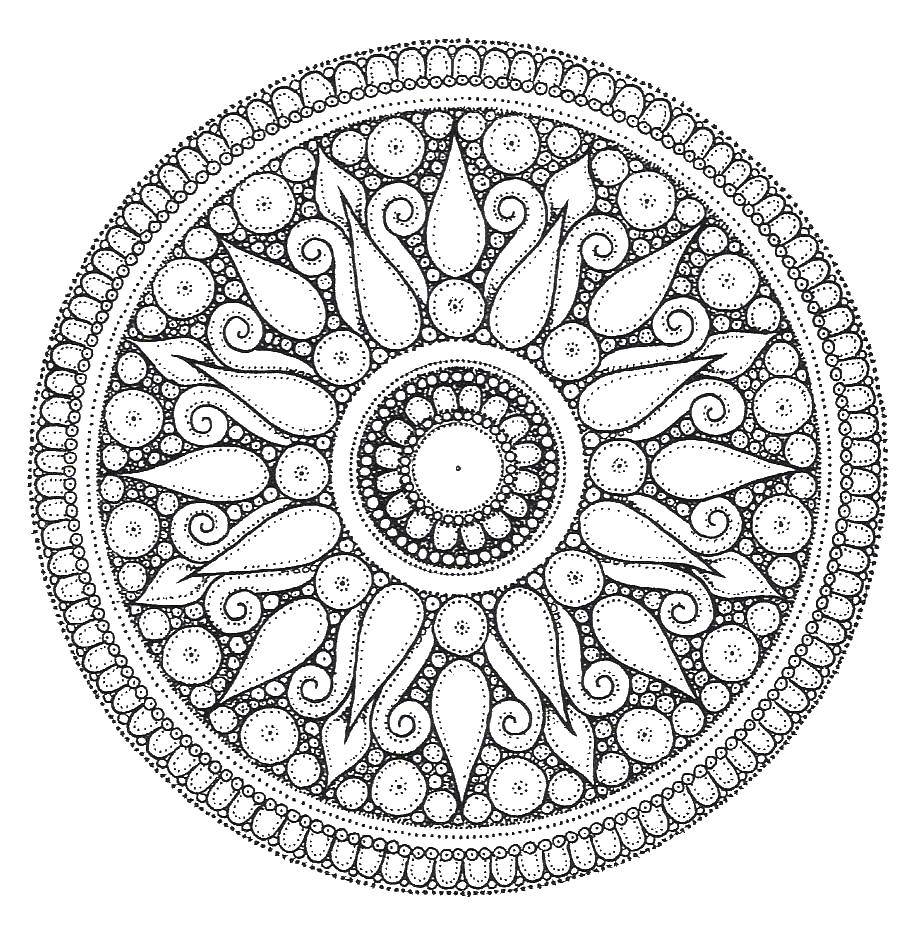 Название: Раскраска Узорный круг. Категория: С узорами. Теги: Узоры, геометрические, цветочек.