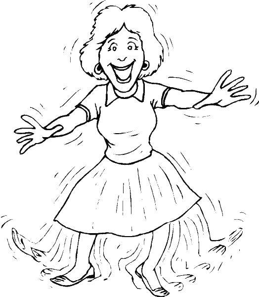 Coloring Cheerful woman. Category woman . Tags:  woman dancing.