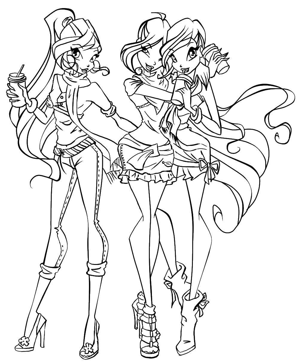 Coloring Bloom, Tecna and Stella. Category Winx. Tags:  Character cartoon, Winx.