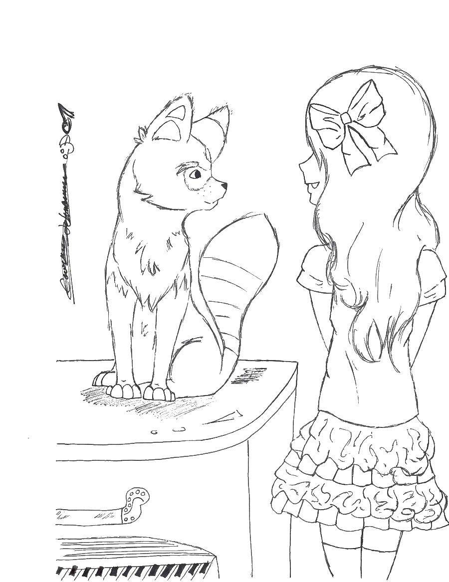 Coloring The girl and the Fox. Category For girls. Tags:  girl , Fox.