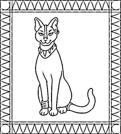 Название: Раскраска Египетская кошка. Категория: Египет. Теги: Животные, котёнок.