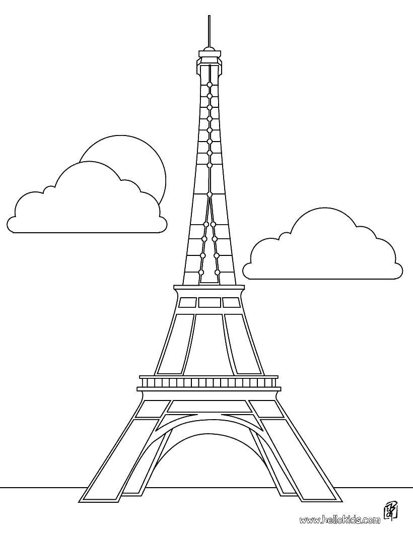 Название: Раскраска Эйфелева башня. Категория: раскраски. Теги: Франция, эйфелева башня.
