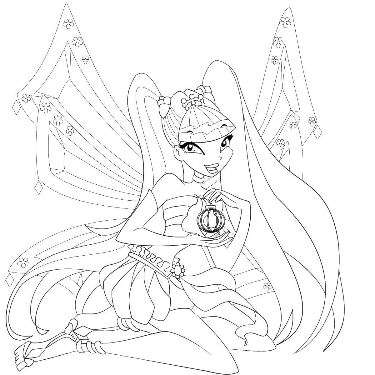 Coloring Fairy of the sun Stella. Category Winx. Tags:  Character cartoon, Winx.