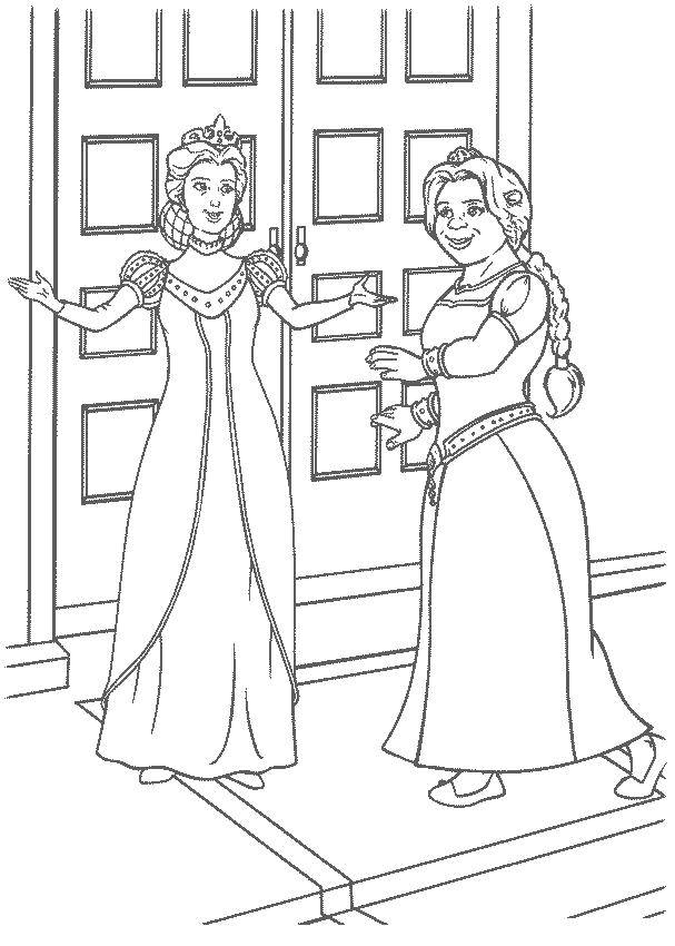 Coloring Fiona and the Queen. Category Shrek.. Tags:  cartoons, Shrek, Fiona, the Queen.
