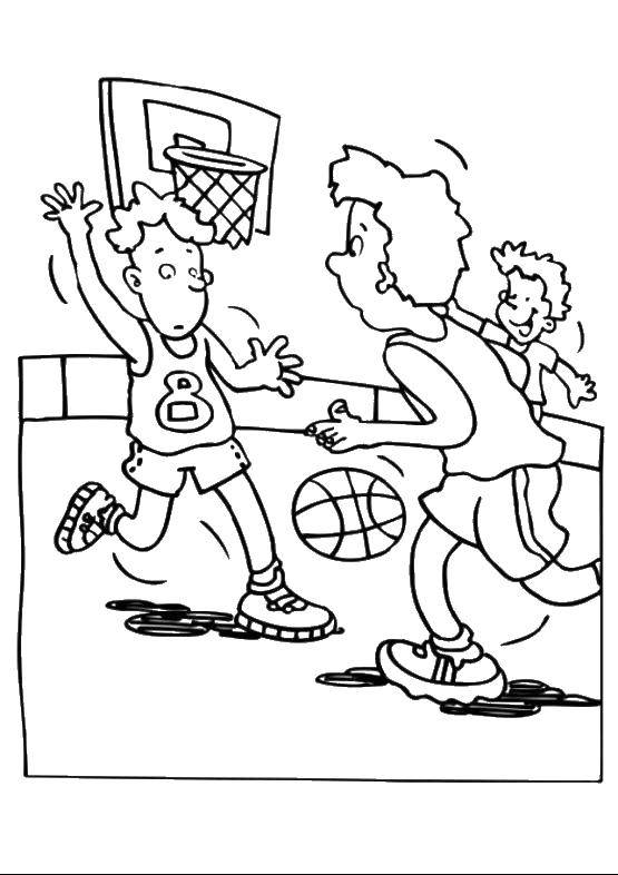 Название: Раскраска Игра в разгаре, баскетбол. Категория: баскетбол. Теги: Спорт, баскетбол, мяч, игра.