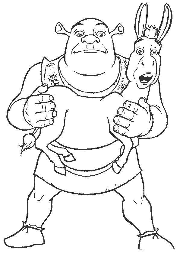 Coloring A frightened donkey. Category Shrek.. Tags:  Cartoon character.