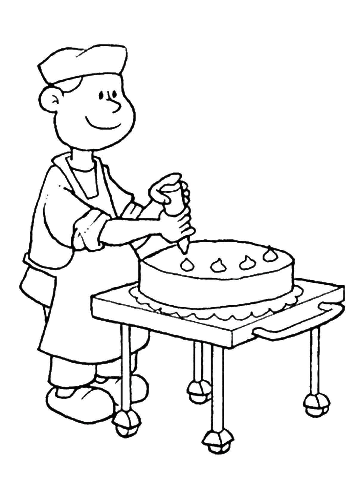 Coloring Pastry chef. Category a profession. Tags:  Profession.