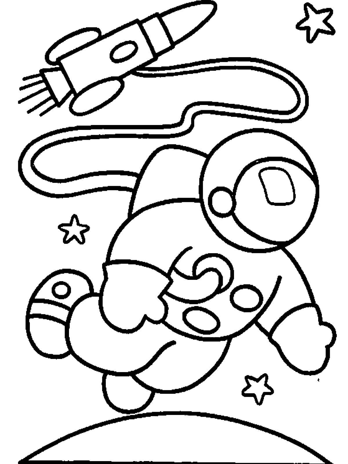 Coloring Astronaut. Category a profession. Tags:  profession, astronaut, rocket.