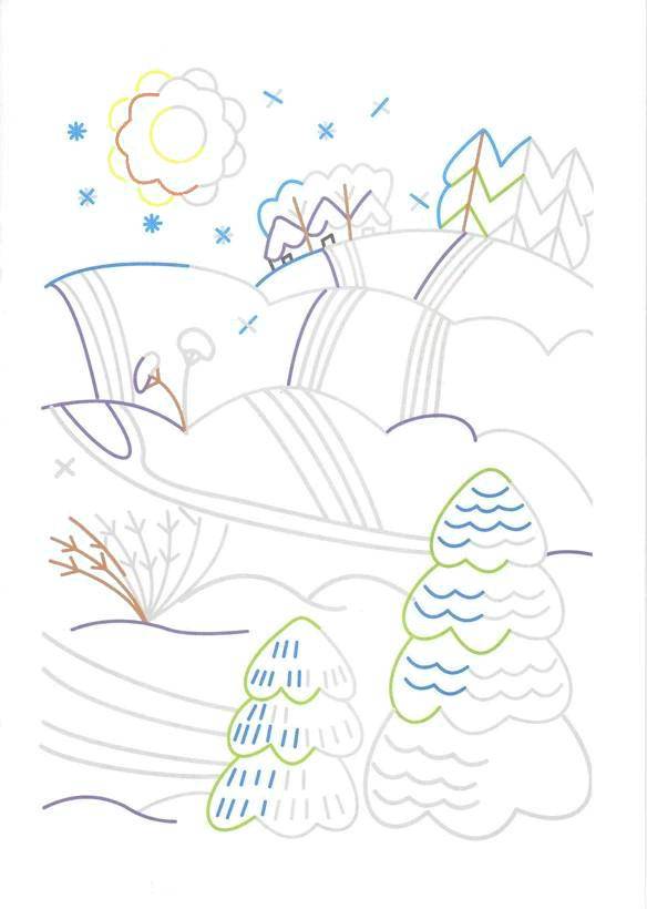 Coloring Forest in winter. Category Crosshatch for preschoolers. Tags:  stroking, Doris.