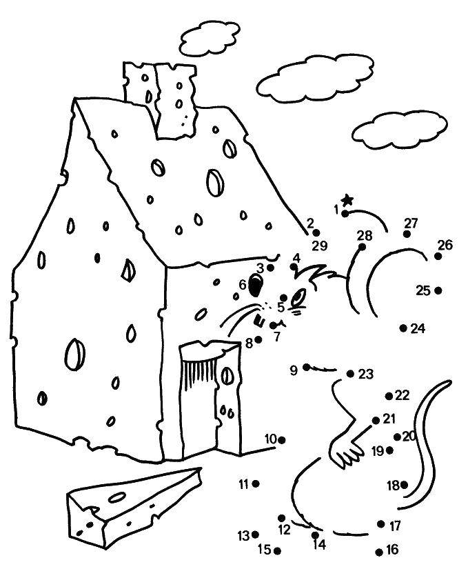 Coloring Mouse and cheese house. Category coloring by numbers. Tags:  The sample numbers.