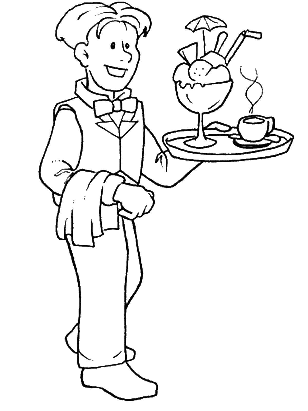 Coloring The waiter. Category a profession. Tags:  professions, waiter.