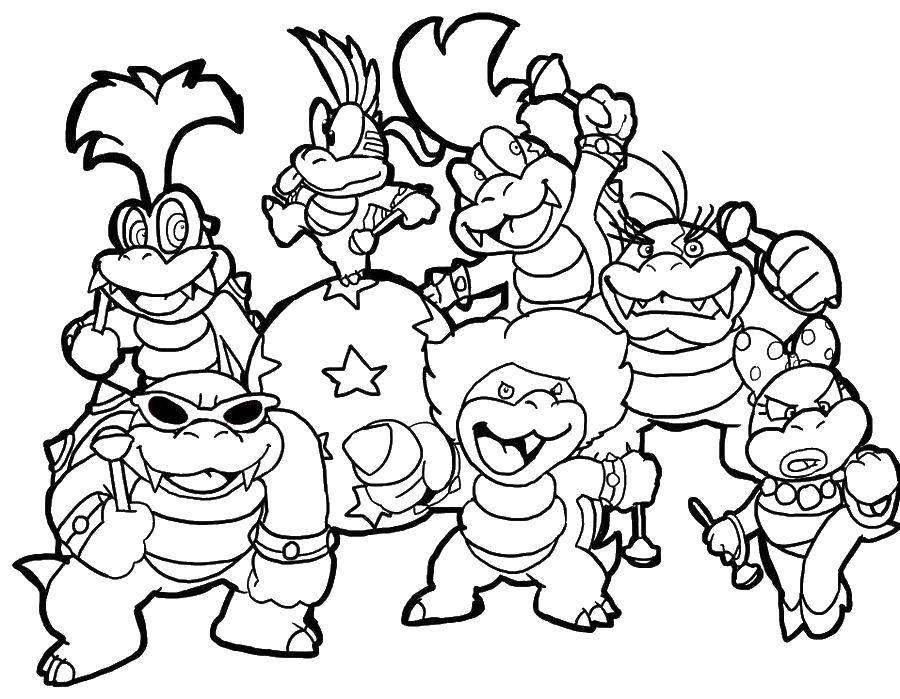 Coloring The Mario characters. Category Mario. Tags:  games, Super Mario, characters.