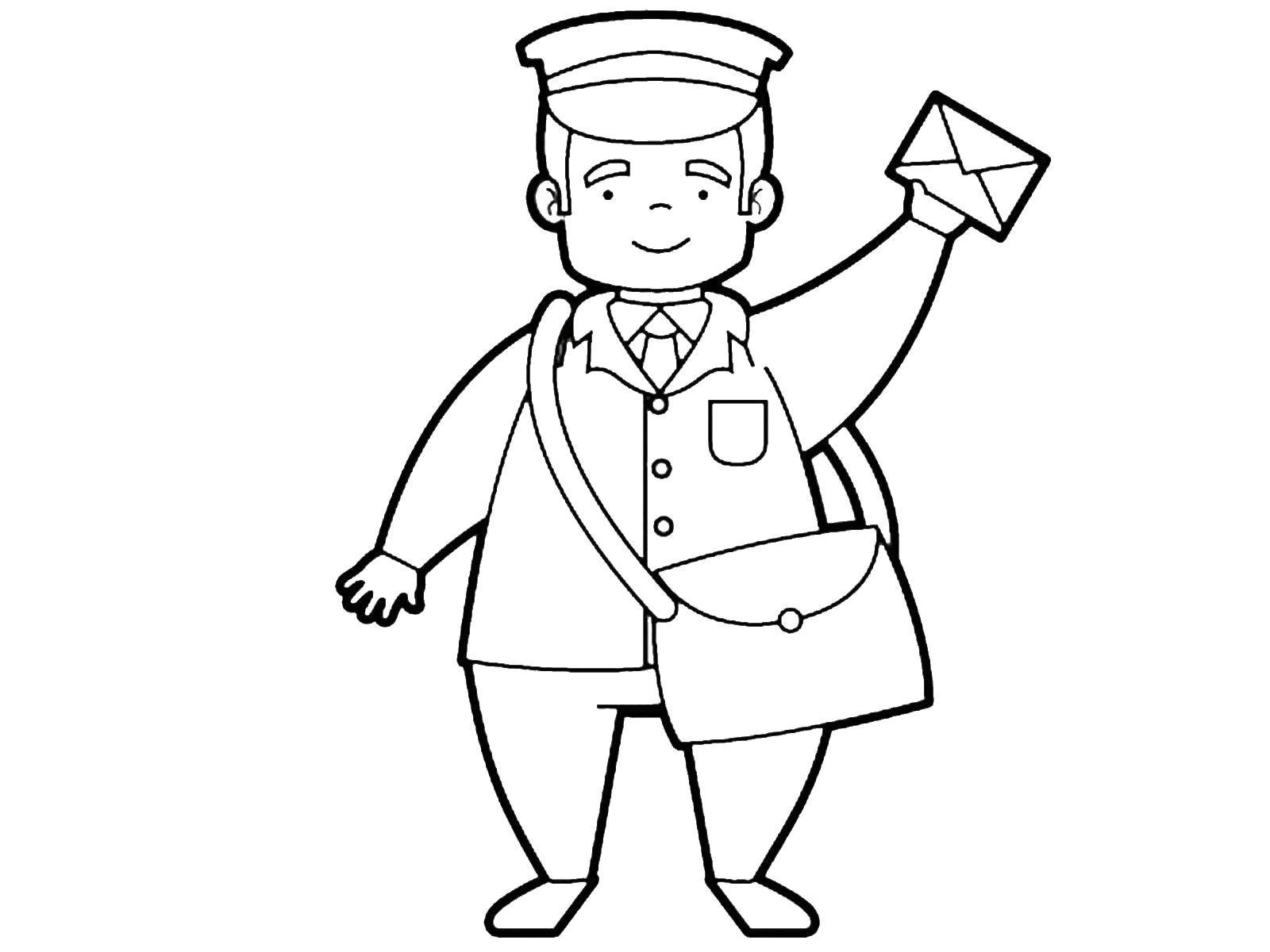 Coloring The postman. Category a profession. Tags:  profession, postman, mail.