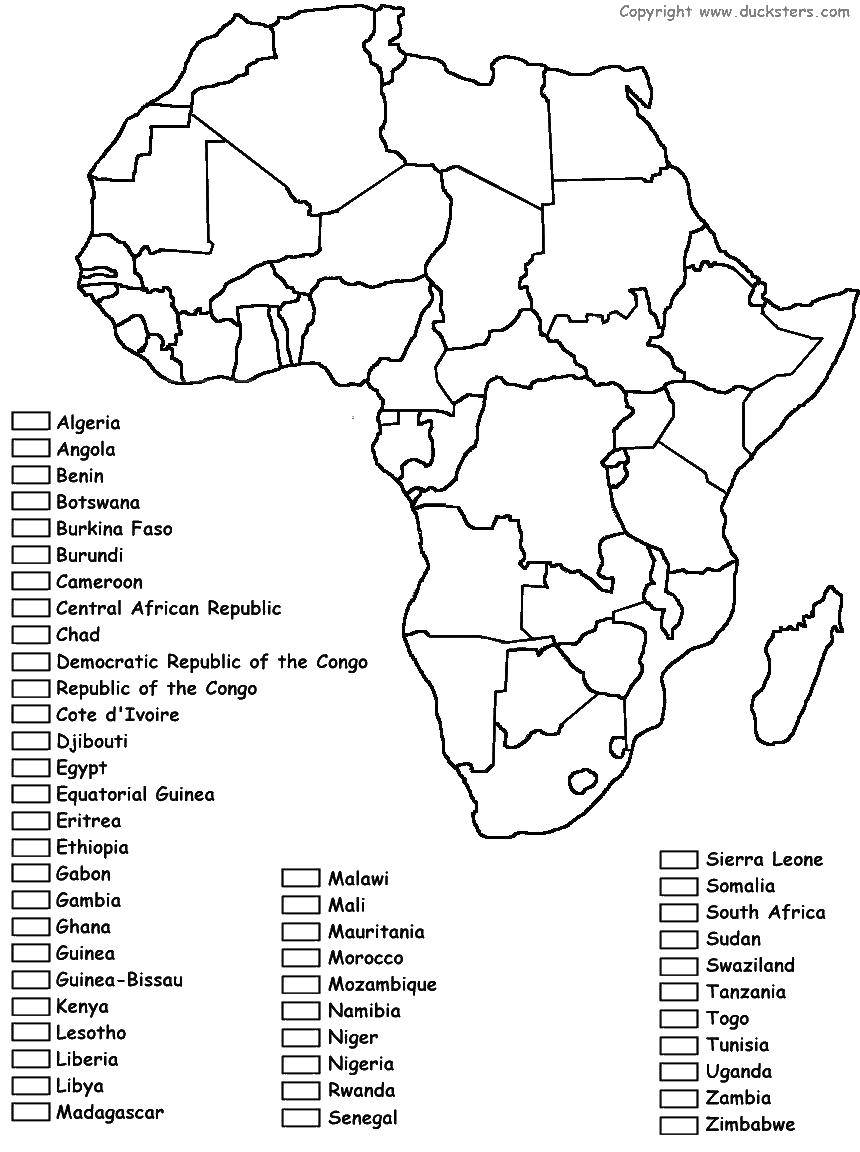 Название: Раскраска Политическая карта африки. Категория: африка. Теги: Африка, карта, страны.