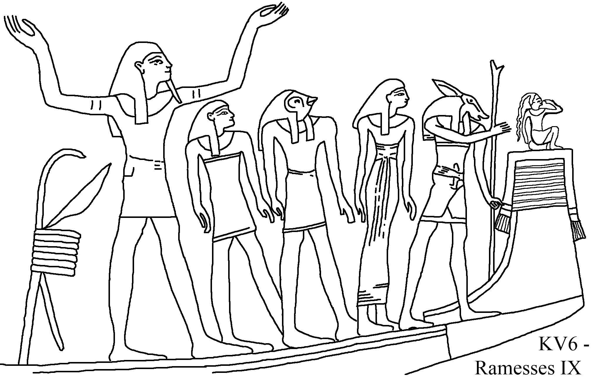 Название: Раскраска Рамзесс девятый. Категория: Египет. Теги: Египет.