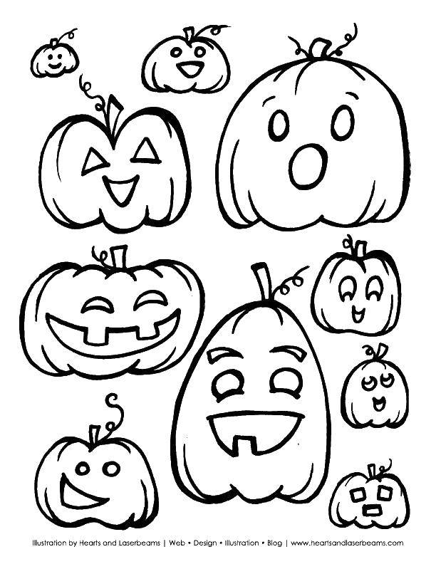 Coloring Different Halloween pumpkin. Category pumpkin Halloween. Tags:  Halloween, pumpkins.