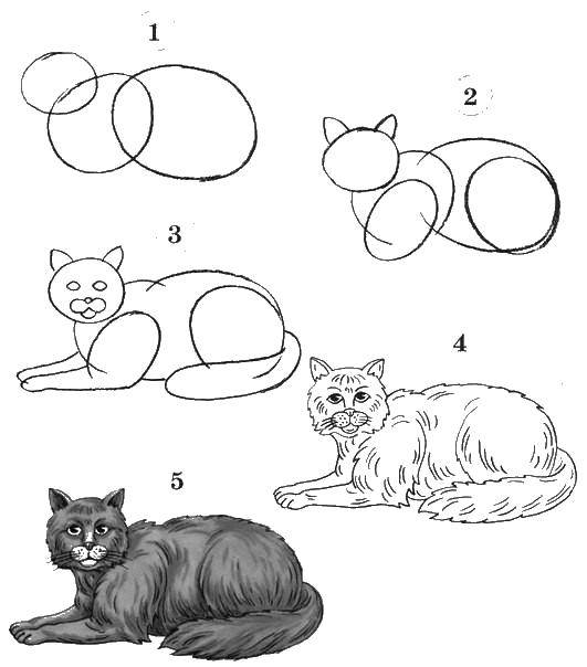 Название: Раскраска Рисуем кота.. Категория: раскраски. Теги: Животные, котёнок.