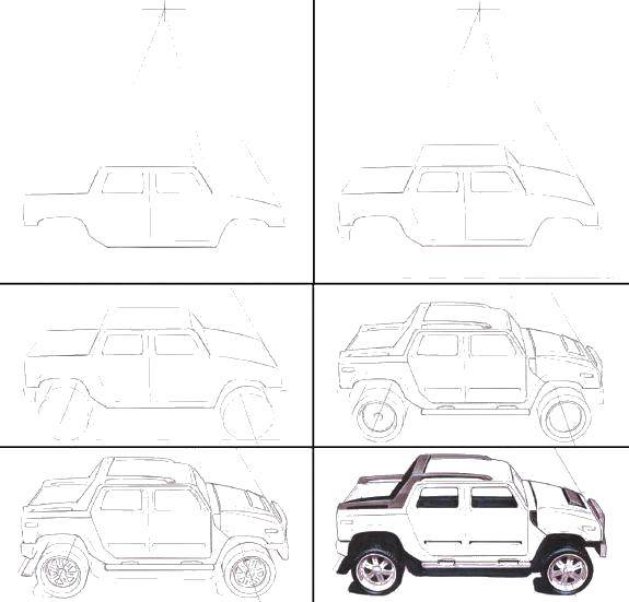 Coloring Draw the steps to the car. Category coloring. Tags:  Transport, car.