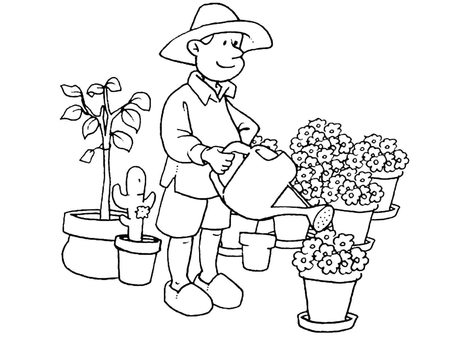 Coloring The gardener. Category a profession. Tags:  Profession.