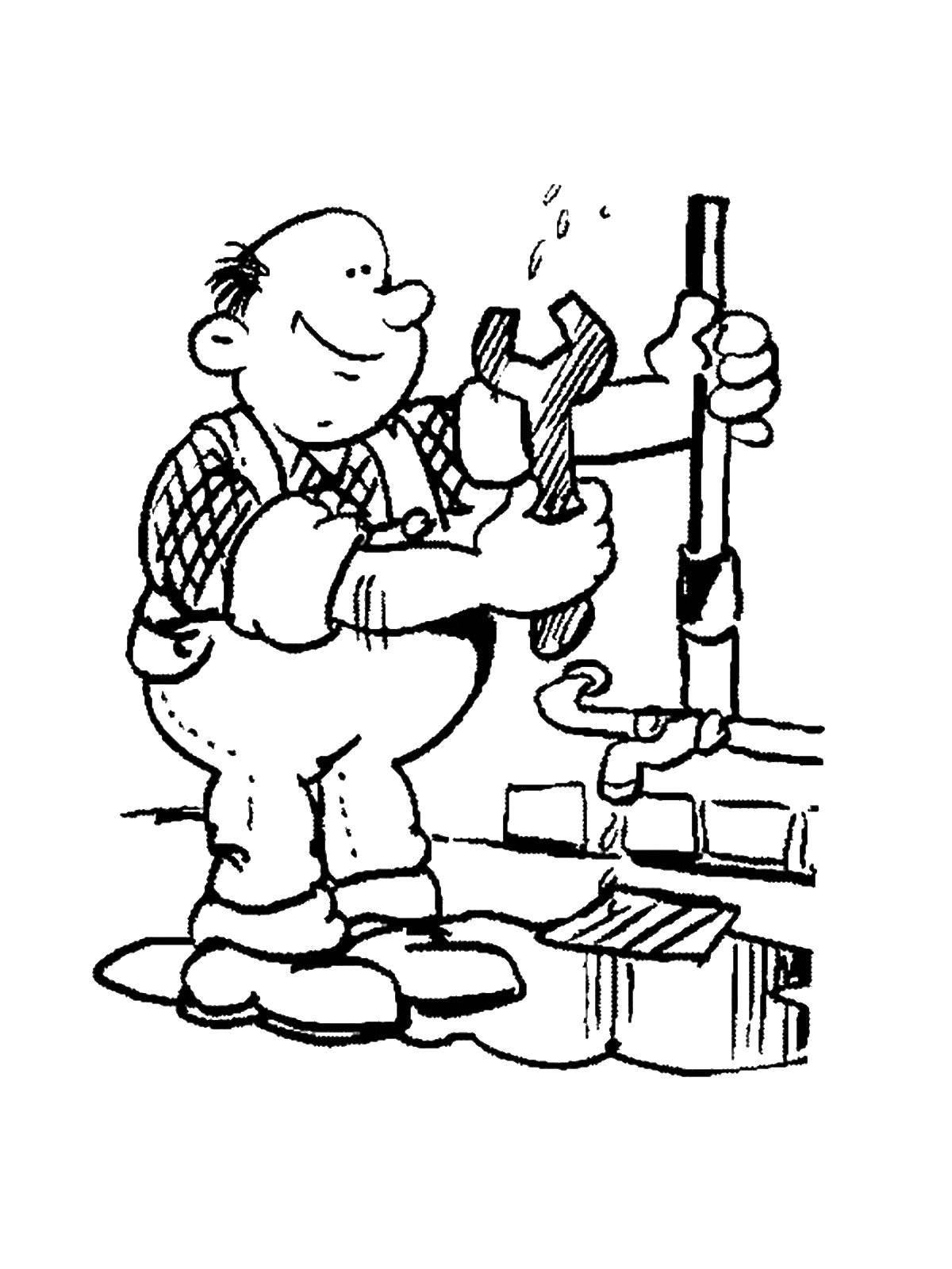 Coloring Plumber. Category a profession. Tags:  profession, plumber.