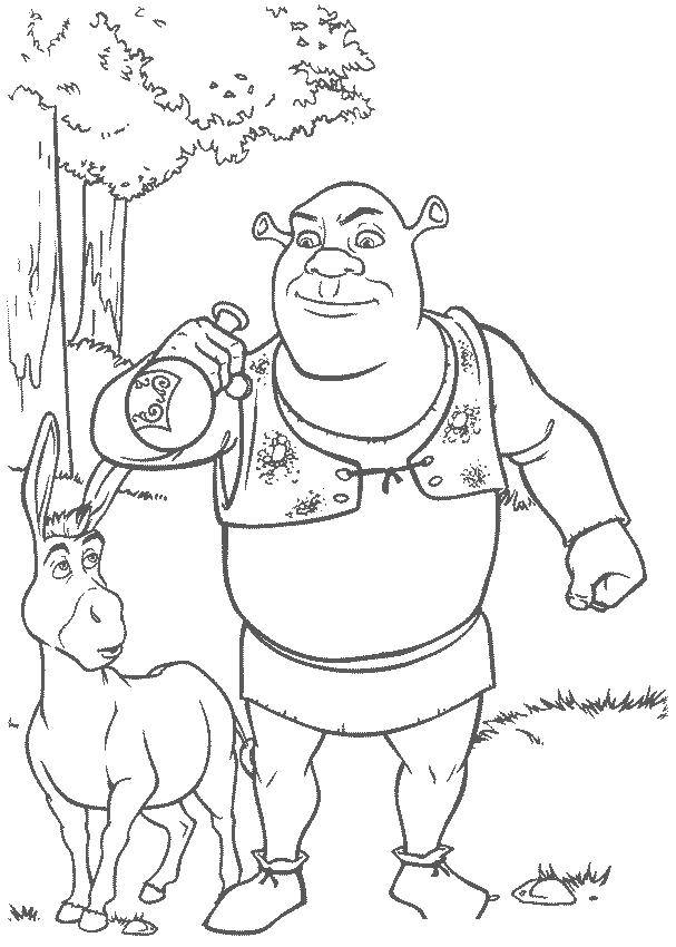 Coloring Shrek and donkey.. Category Shrek.. Tags:  cartoons, Shrek, donkey.
