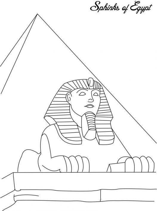 Название: Раскраска Статуя сфинкса в египте. Категория: Египет. Теги: Египет.